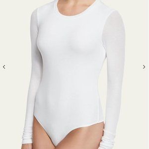 NWOT ATM Anthony Thomas Melillo Long-Sleeve Crewneck Bodysuit White